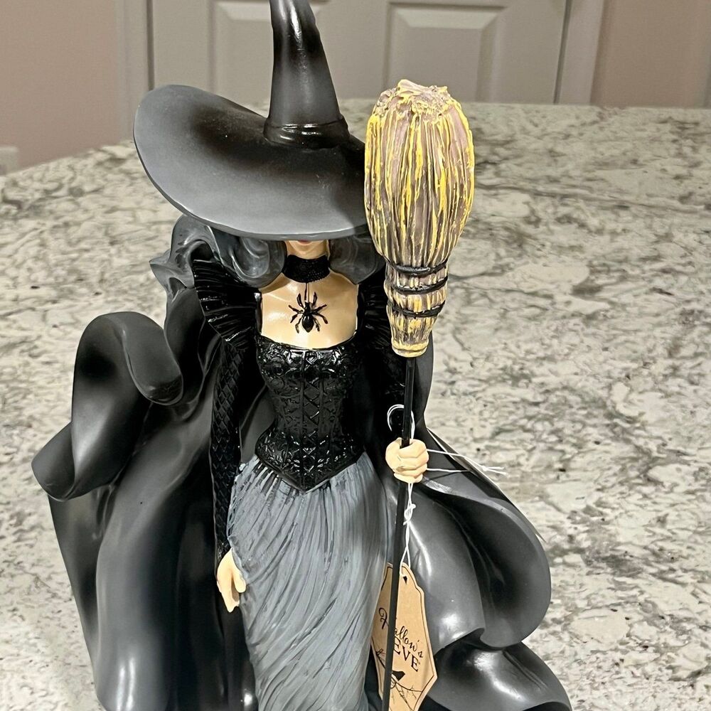 Hallow’s Eve Halloween Gorgeous Elegant Witch w Spider Flowing Cape Broomstick - Picture 5 of 8